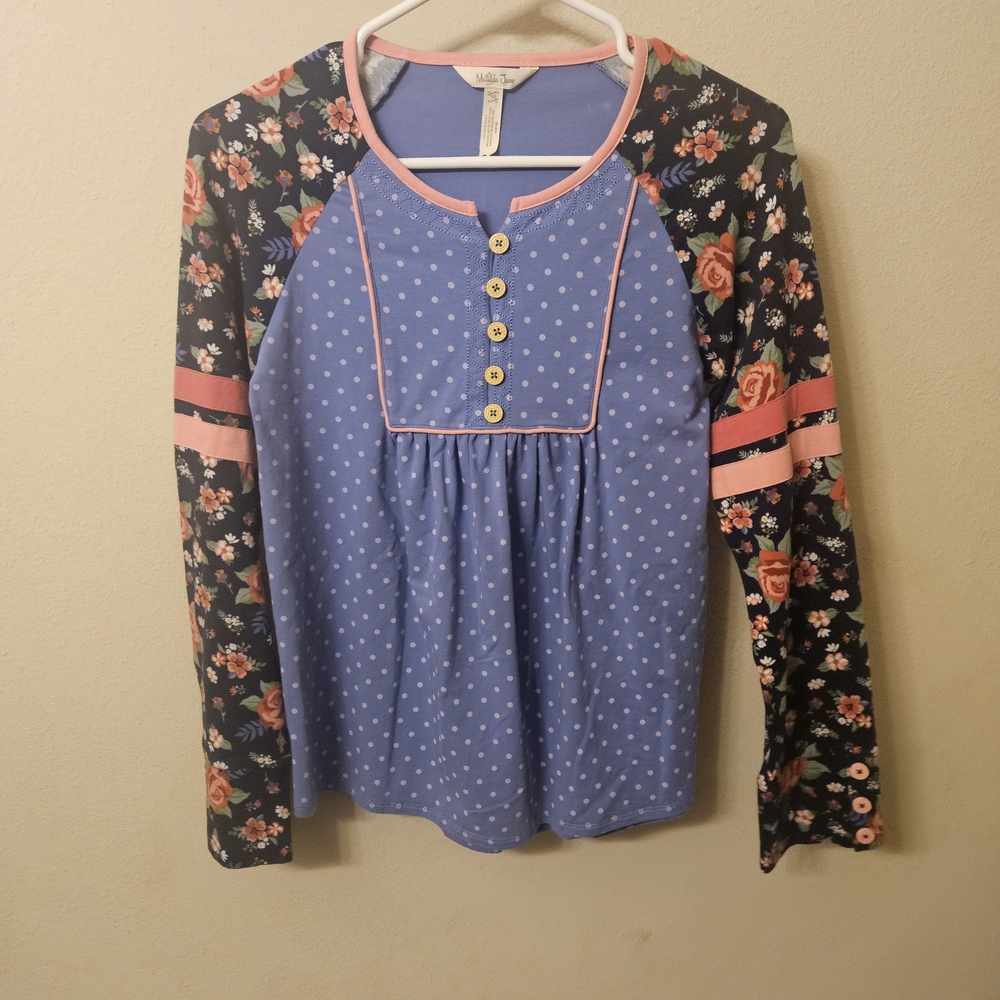 Matilda Jane Blue Polka Dot Floral Long Sleeve Tee